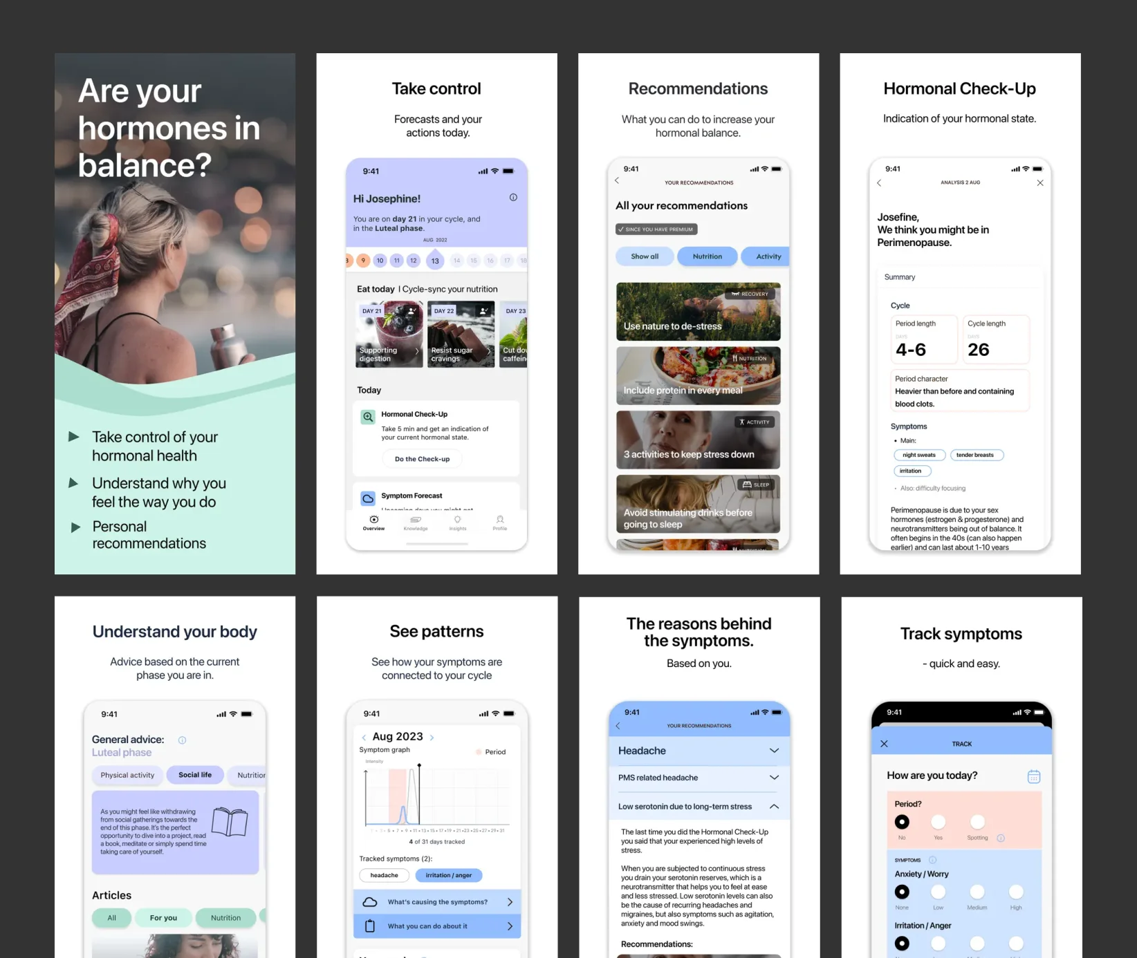 HerCare Health Companion app screenshots
